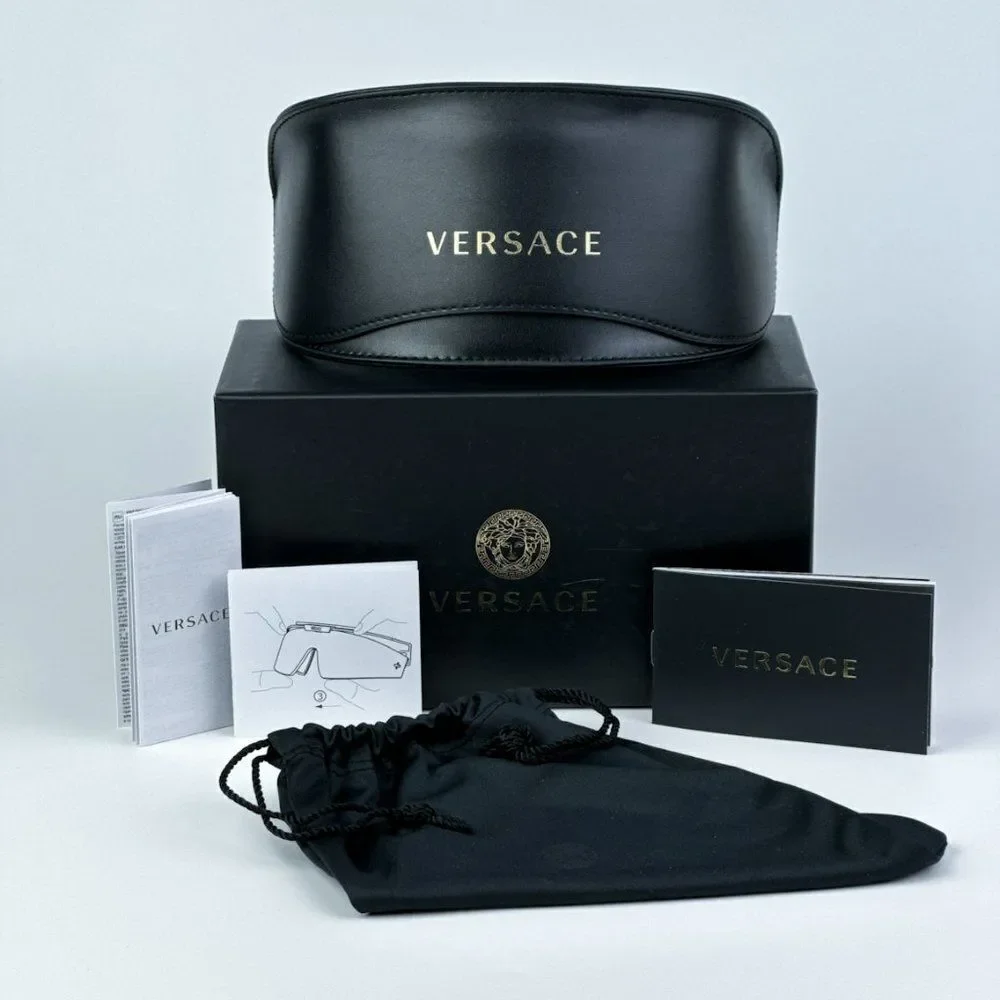 NEW Versace VE4461 314/87 White Grey Mirror Silver Detachable Lens Sunglasses